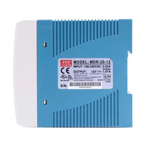 MeanWell MDR-20-12 Fuente de poder riel DIN 12VCC 1,67A 20W