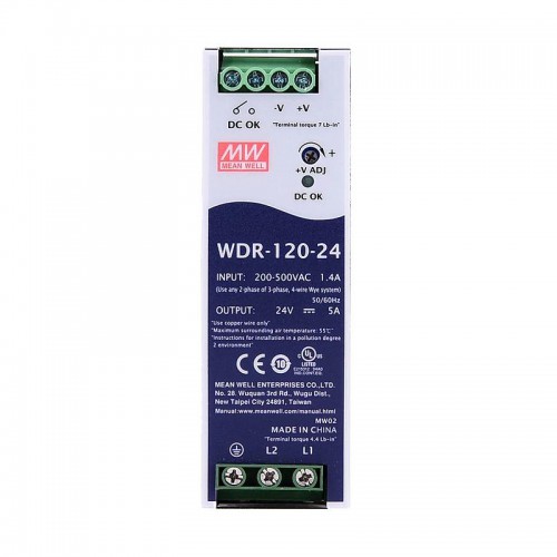 Meanwell WDR-120-24 Fuente de poder riel DIN 24VCC 5A 120W