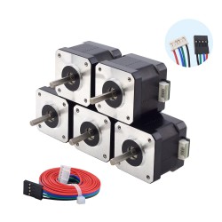 5 Piezas Motor Paso A Paso NEMA 17 Serie E 5-17HE15-1504S 42Ncm 4 Alambres con Cable 1m y Conector