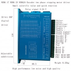 Controlador de motor a pasos de lazo cerrado OK2D42BH 0~5,6 A 18~70 V CC para motor a paso Nema 17, Nema 23, Nema 24