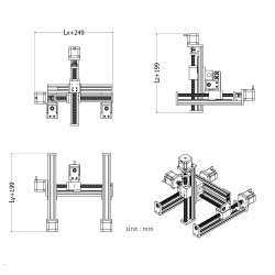 Módulo de etapa lineal de carrera de plataforma de guía lineal de pórtico Mesa deslizante XYZ X = 100 mm, Y = 00 mm, Z = 50 mm