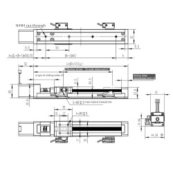 Mini riel deslizante lineal, actuador de husillo de bolas lineal FSK30J 50-500mm con motor a paso Nema 14