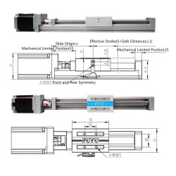 Guía lineal módulo lineal, plataforma lineal CNC FSK40J 50-1000mm con motor paso a paso Nema 23