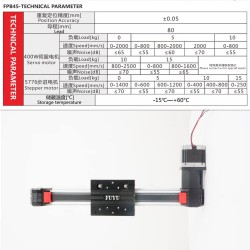 Rieles lineales, actuador lineal electrico FPB45 con motor paso a paso Nema 23