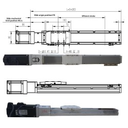 Módulo lineal de doble carril, actuador de guía lineal FCH90 50-1100mm con servomotor de 750 W