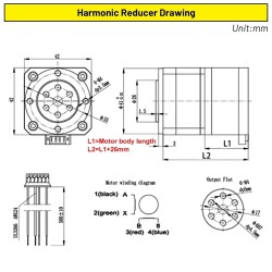 Motor paso a paso Nema 17 42HS4015A4D5 con reductor armónico 30:1 + controlador paso a paso TB6600