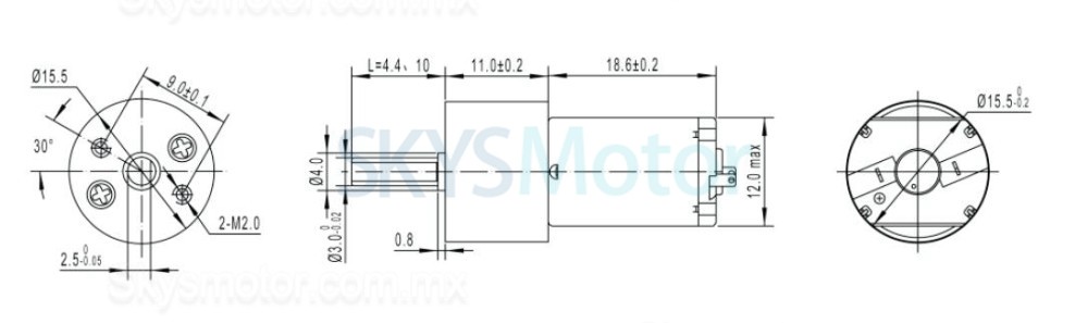 2 piezas Φ15,5mm 6V/12V Motorreductor de CC brushed motor pmdc GM16-030PA con caja de engranajes rectos 