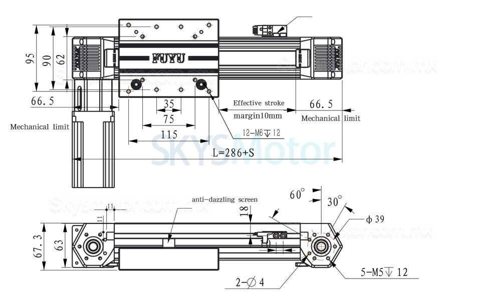 Rieles lineales, actuador lineal electrico FPB60 con motor paso a paso Nema 24