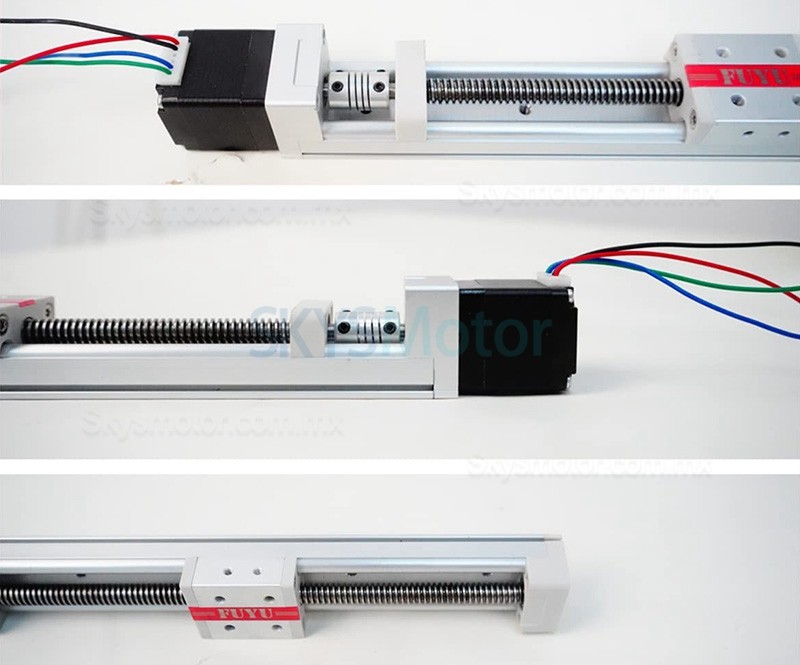 Mini riel deslizante lineal, actuador de husillo de bolas lineal FSK30J 50-500mm con motor a paso Nema 14