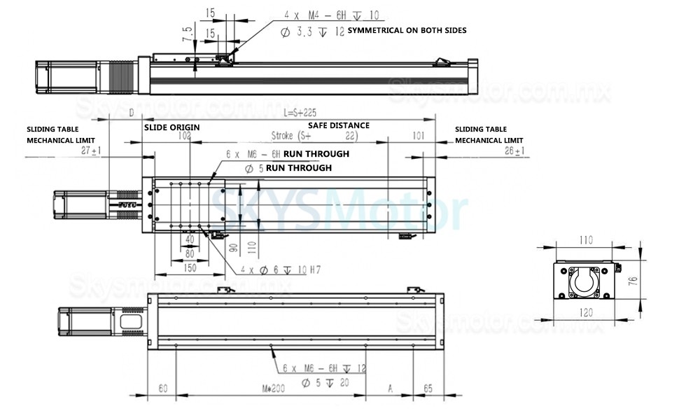 Actuador lineal de etapa lineal de carga pesada FSL120 50-1500mm con motor a paso Nema 34