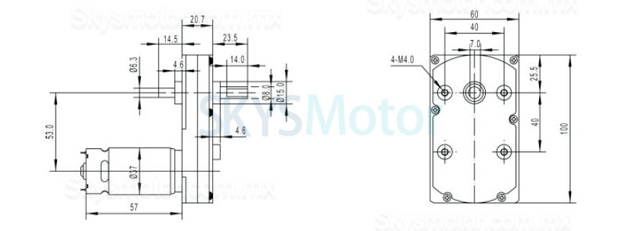 2 piezas 12V/24V Motorreductor de CC brushed motor pmdc GM100F-555PM con caja de engranajes rectos 