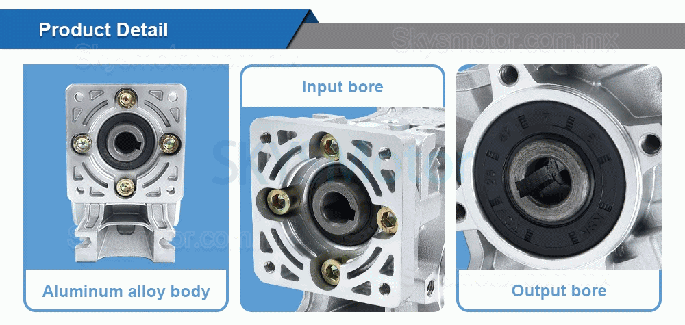 Reductor corona sin fin NMRV030 5:1 10:1 20:1 30:1 50:1 compatible con servomotores / motores paso a paso Nema 23