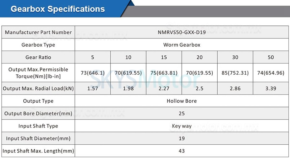 Reductor de tornillo sin fin NMRV050 5:1 10:1 20:1 compatible con motores paso a paso Nema 42