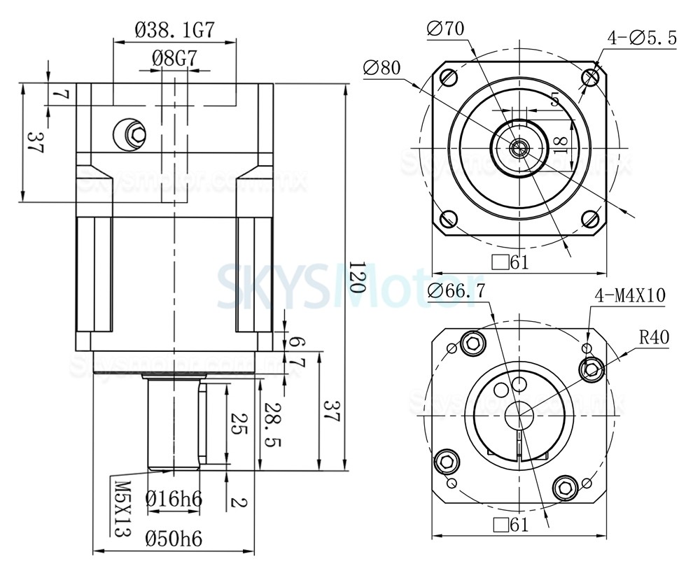 Engranajes helicoidales planetario PGH60-L1SW-Stepper para motor paso a paso Nema 23,24