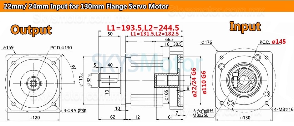 Engranajes helicoidales planetario PLG120 para motor para motores Nema 42 / Nema 52 Severo