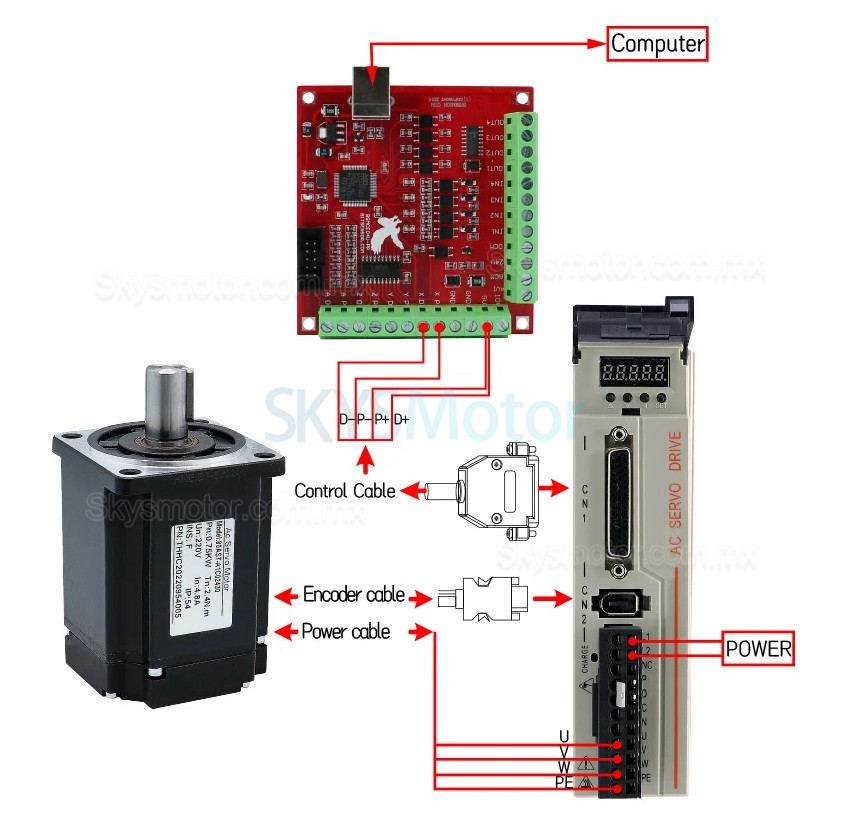 Kit de controlador y servomotor de CA de 400 W/600 W/750 W/1000 W, 110 V/220 V, 1,27 Nm-3,8 Nm para sistemas CNC y PLC