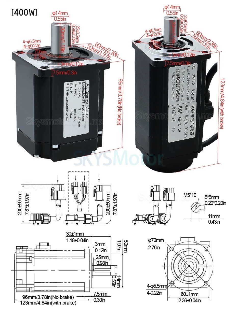 Kit de controlador y servomotor de CA de 400 W/600 W/750 W/1000 W, 110 V/220 V, 1,27 Nm-3,8 Nm para sistemas CNC y PLC