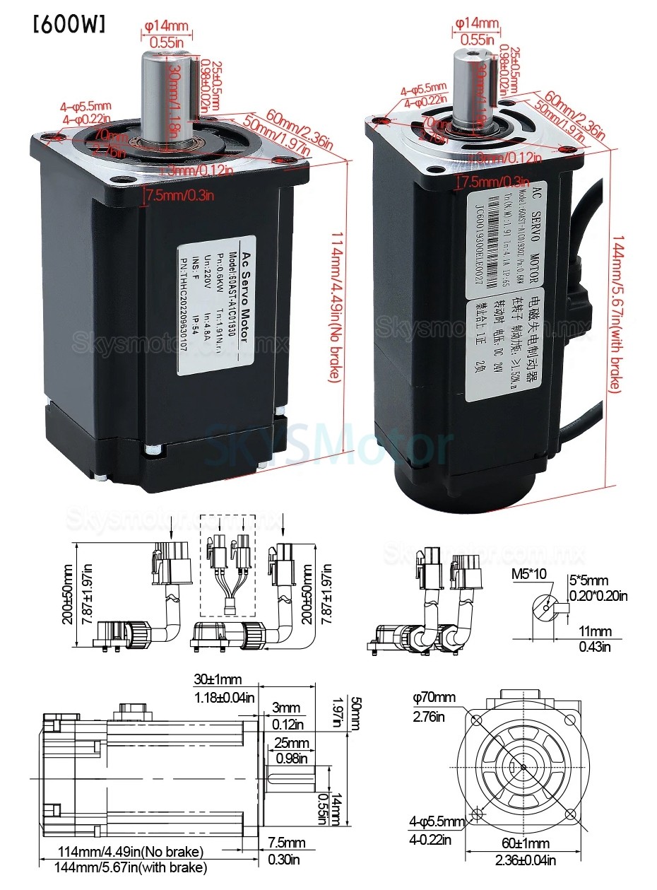 Kit de controlador y servomotor de CA de 400 W/600 W/750 W/1000 W, 110 V/220 V, 1,27 Nm-3,8 Nm para sistemas CNC y PLC