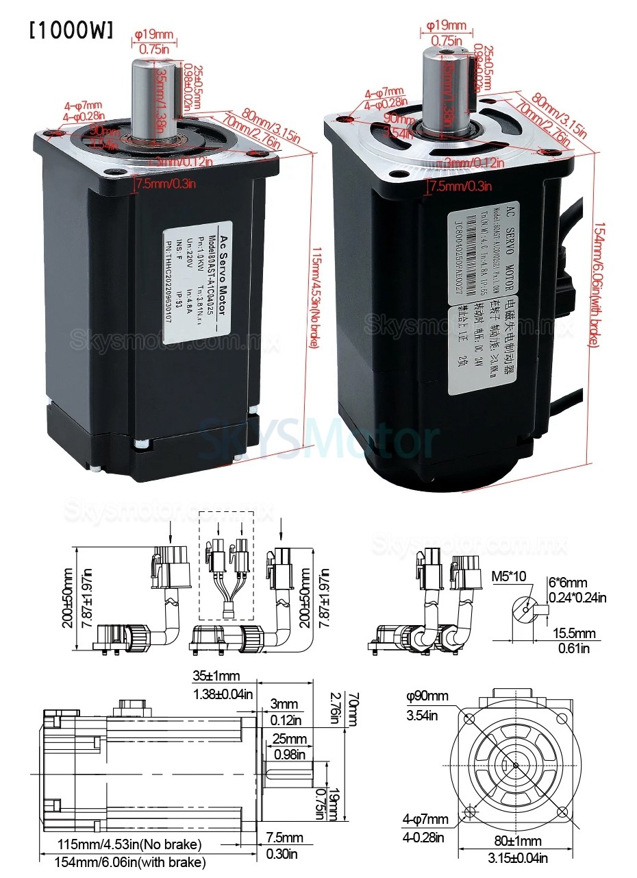 Kit de controlador y servomotor de CA de 400 W/600 W/750 W/1000 W, 110 V/220 V, 1,27 Nm-3,8 Nm para sistemas CNC y PLC