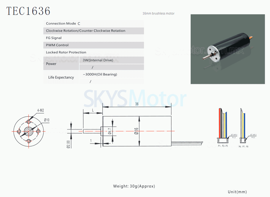 2 piezas Φ16mm motor sin núcleo BLDC 12V/24V, TEC1636, 32,6g.cm 3,4W, eje de 2mm, 10000rpm