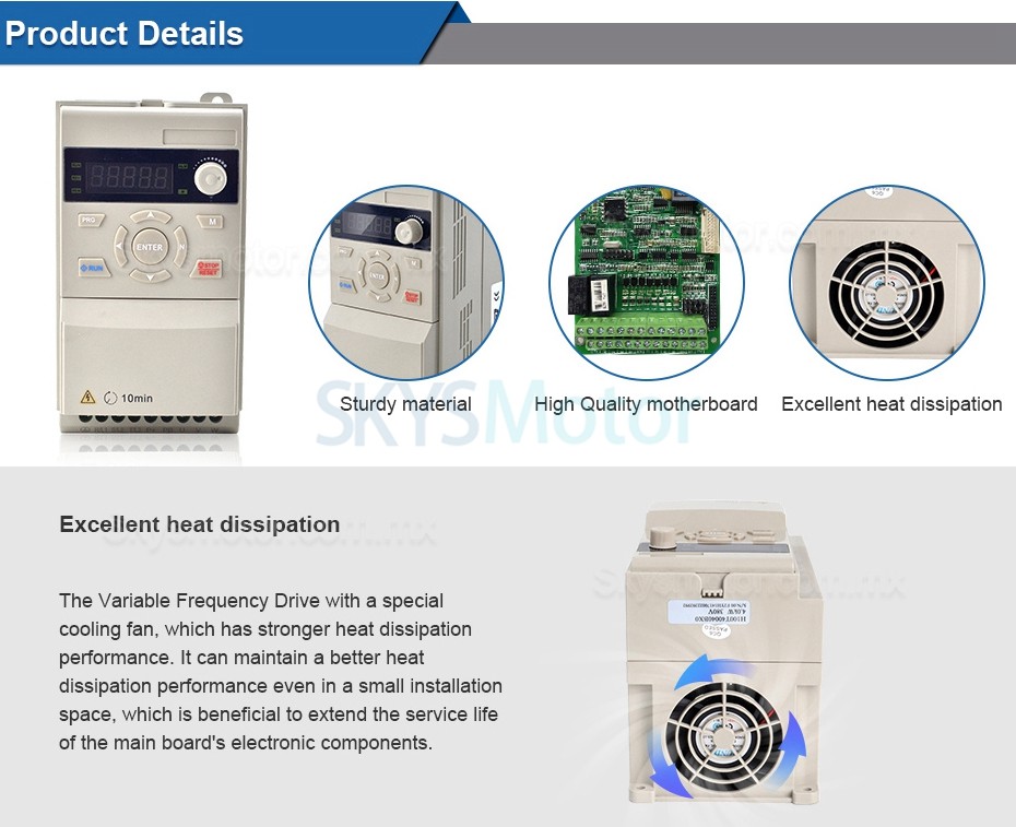 Motor husillo refrigerado por aire CNC de 1,5 KW, 400 Hz, ER11 + Inversor de frecuencia variable VFD de 2 HP VSK-ASL1.5B