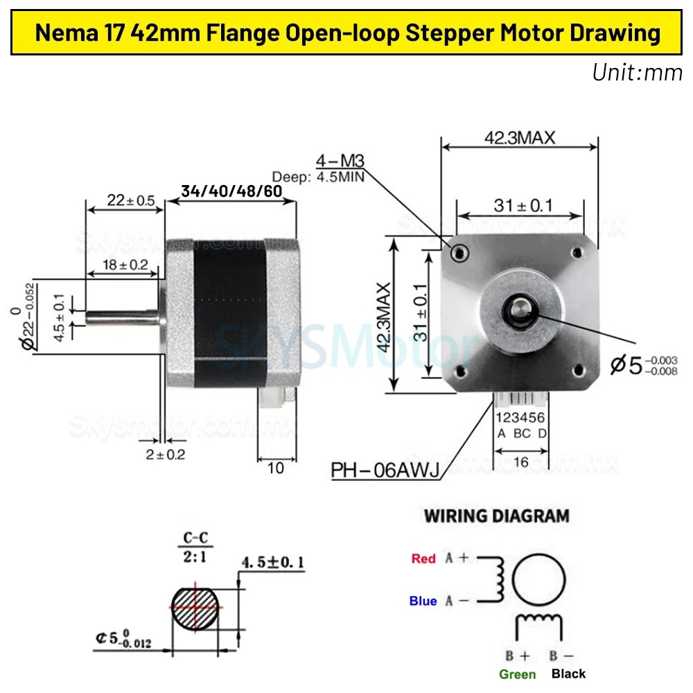 Motor paso a paso Nema 17 42HS4015A4D5 con reductor armónico 30:1 + controlador paso a paso TB6600