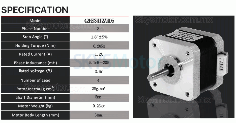 Motor paso a paso Nema 17 42HS4015A4D5 con reductor armónico 30:1 + controlador paso a paso TB6600