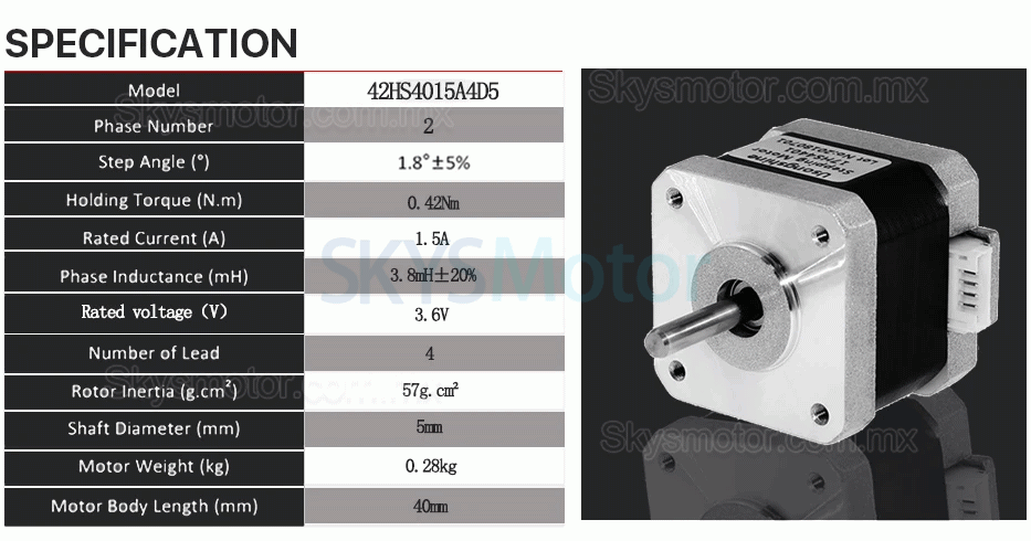 Motor paso a paso Nema 17 42HS4015A4D5 con reductor armónico 30:1 + controlador paso a paso TB6600