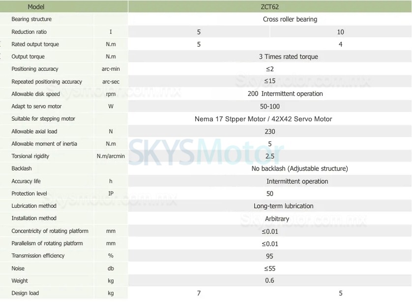 ZCT62-5/ZCT62-10 Actuador electrico rotativo hueco relación 5:1 10:1 para servomotor de CA de 50 W, 100 W / motor paso a paso Nema 42