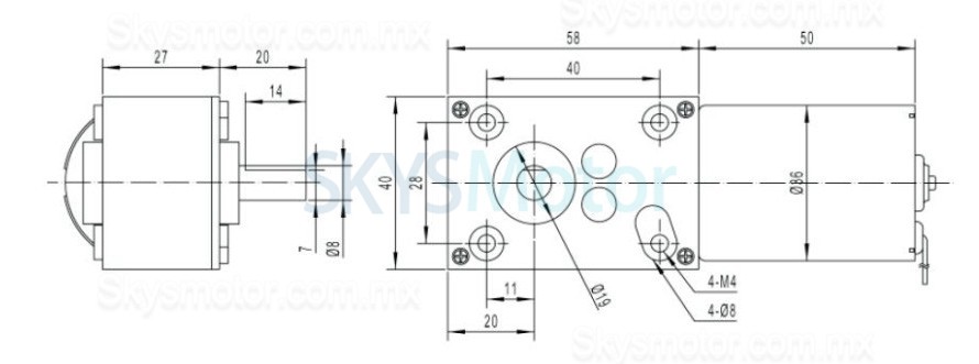 2 piezas 12V/24V Motorreductor corona sin fin dc TWG4058-TEC3650 7W/10,9W eje de 6mm