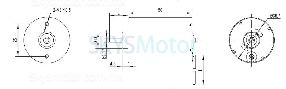 2 piezas Φ35,8mm motor brushless dc 12 V/24 V, TEC3650, 200g.cm, 5300rpm / 3400rpm, eje de 3,175mm