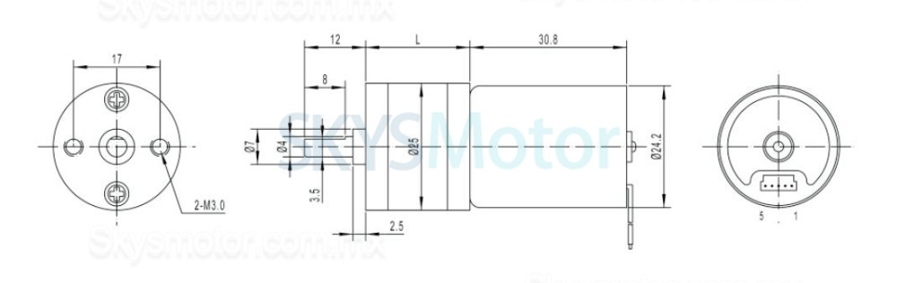 2 piezas Φ25mm 12V/24V Motorreductor de CC brushed GM25-TEC2430 con caja de engranajes rectos 