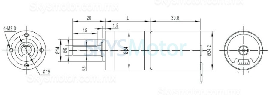 2 piezas Φ24mm motorreductor bldc 12V/24V GMP24-TEC2430 5,0kg.cm 2,3W con reductores planetario